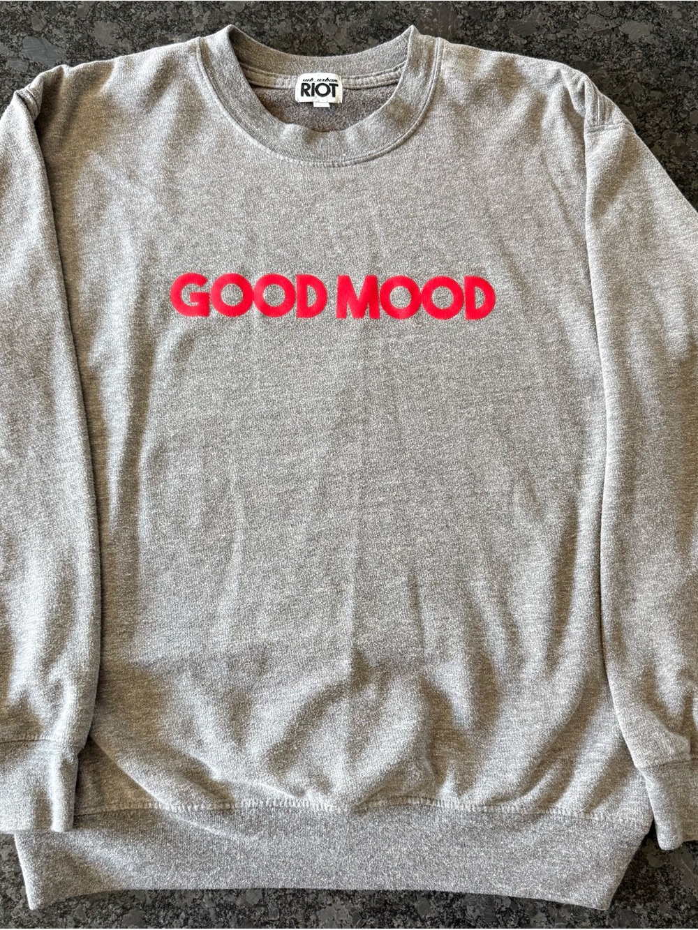 Sub_Urban Riot Grey Crewneck with Red GOOD MOOD Logo